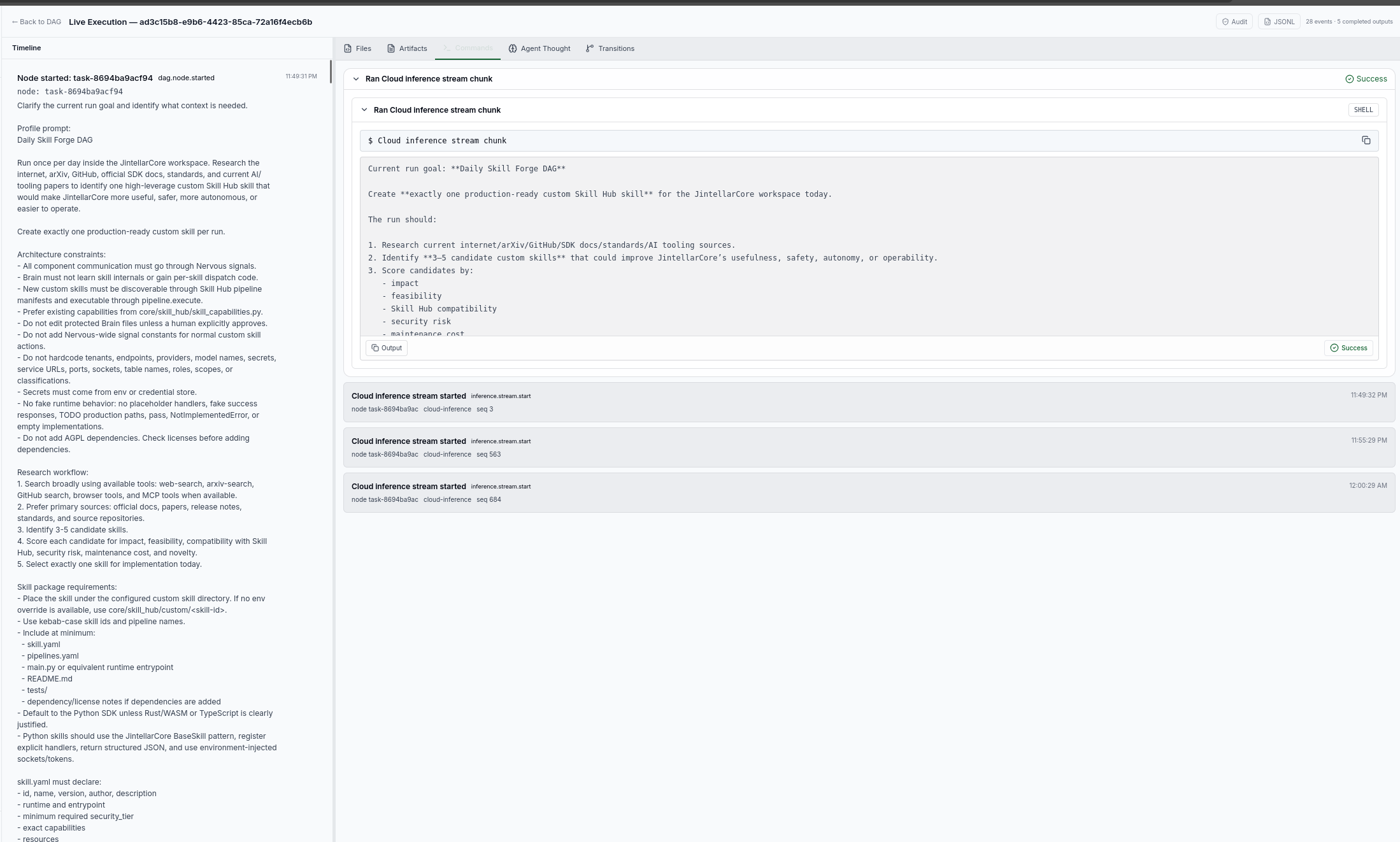 DAG live execution log screenshot